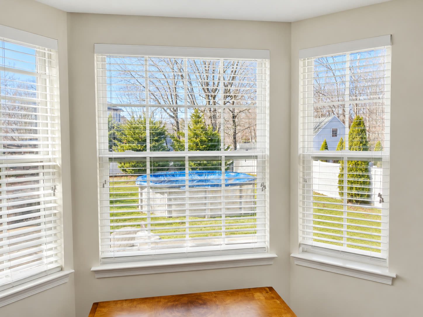 Faux wood blinds