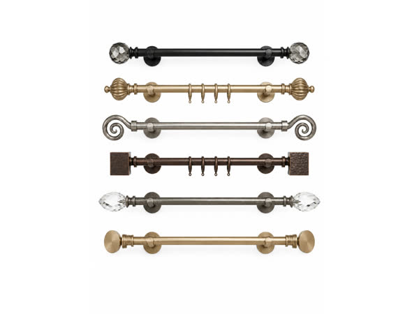 Decorative drapery rods with finials